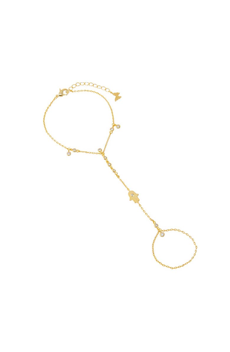 BY ADINA EDEN CZ Hamsa Bezel Hand Chain Bracelet, Main, color, 