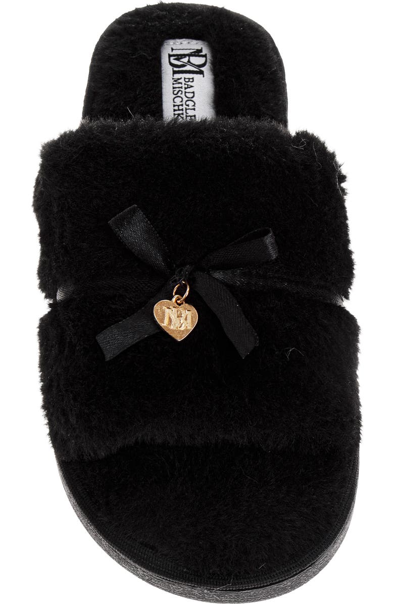 BADGLEY MISCHKA Faux Fur Slide Slipper, Alternate, color, Black