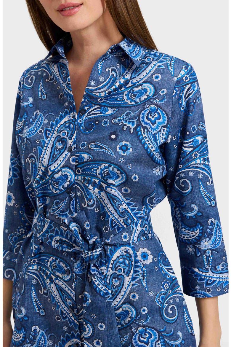 Rocca Paisley Print Belted Cotton Shirtdress, Alternate, color, BLUE/ MULTI