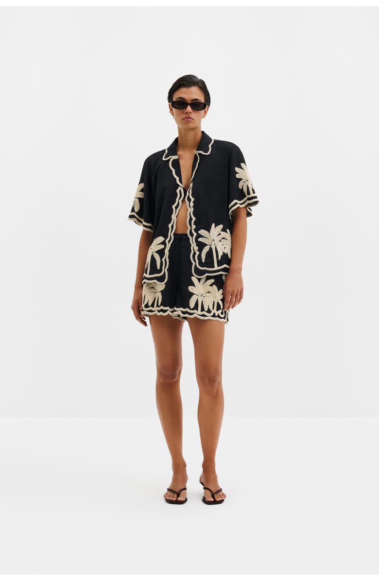 Malina Armida Embroidered Short Sleeve Shirt, Alternate, color, Black