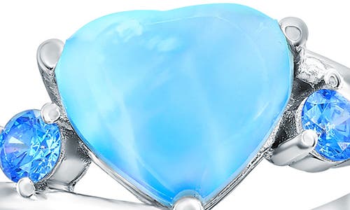 Simona Sterling Silver Larimar & Cubic Zirconia Heart Ring In Metallic