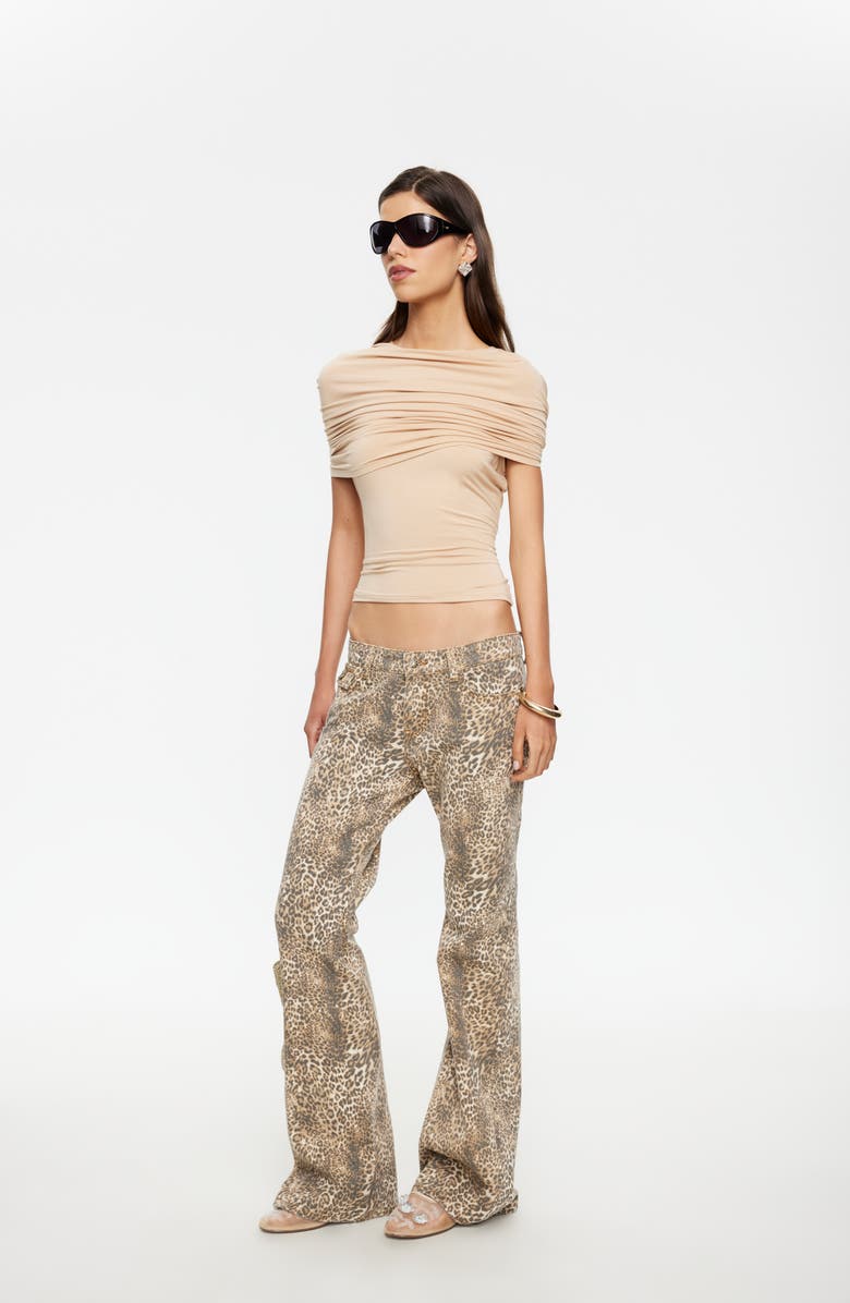 LIONESS Mary-Kate Low Rise Flare Jeans, Alternate, color, Leopard