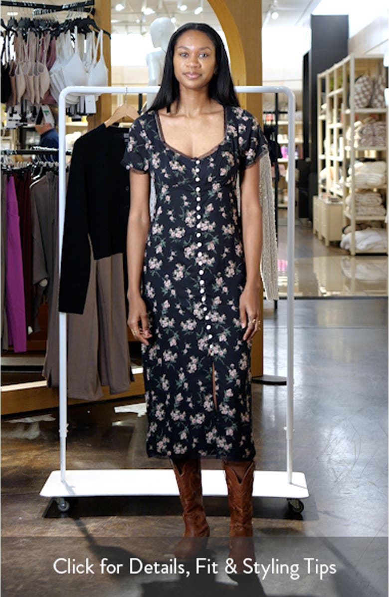 Floral Lace Trim Button-Up Dress, sales video thumbnail