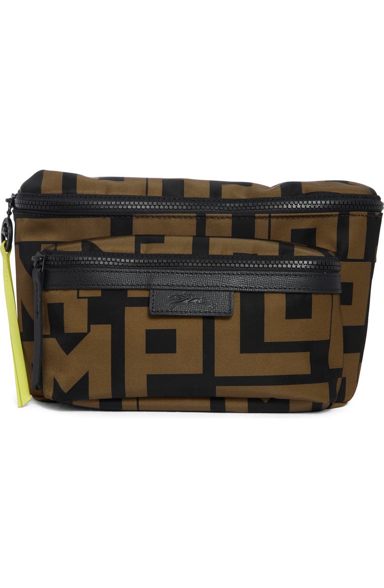 Longchamp Le Pliage Large Belt Bag, Main, color, Black/ Khaki