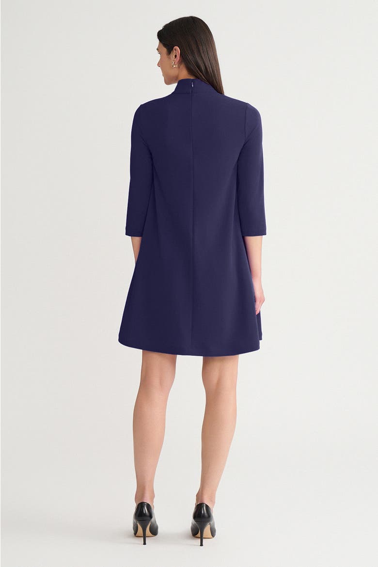 Stretch Deco Crepe Tie Neck Tent Dress, Alternate, color, Indigo