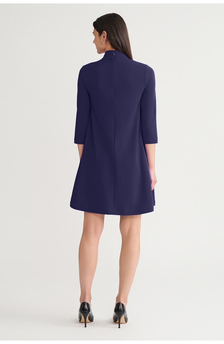 Ming Wang Stretch Deco Crepe Tie Neck Tent Dress, Alternate, color, Indigo