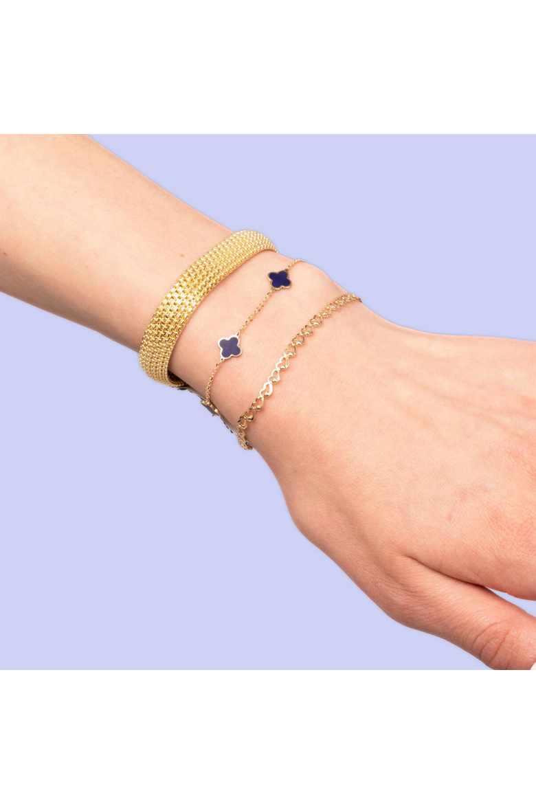 Gold Heart Link Bracelet, Alternate, color, Yellow Gold