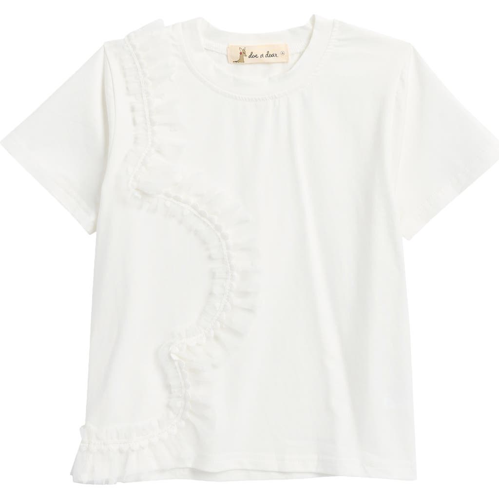Doe A Dear Kids' Velvet Mesh T-shirt In White