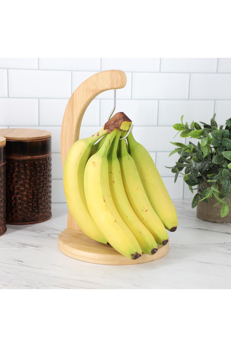 Wood Banana Hanger, Alternate, color, Bamboo