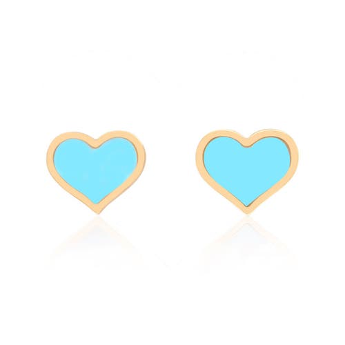 The Lovery Fine Jewelry Large Turquoise Heart Stud Earrings In Gold