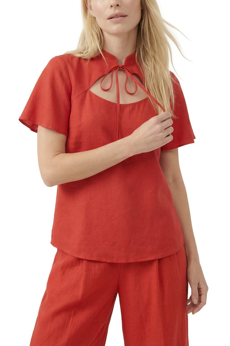 Camille Flutter Sleeve Top, Main, color, Red