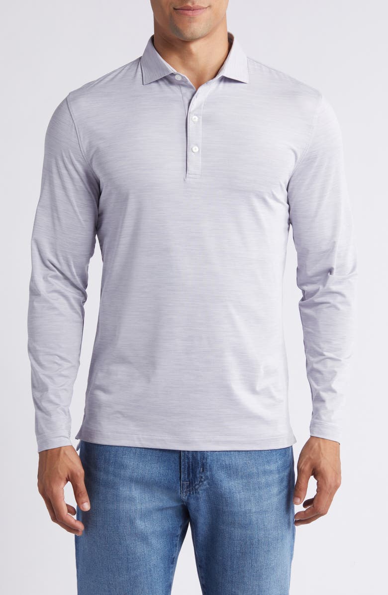 johnnie-O Swing Long Sleeve Performance Polo, Main, color, Light Gray