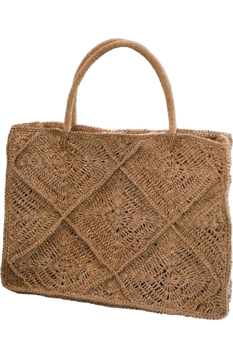 PINK HALEY Kylie Crochet Premium Raffia Tote, Main, color, Natural