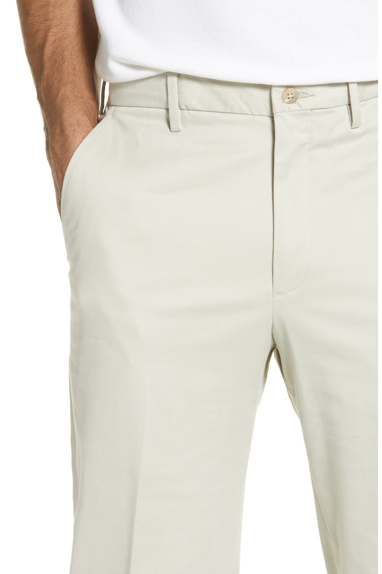 Stretch Cotton Flat Front Pants, Alternate, color, STONE