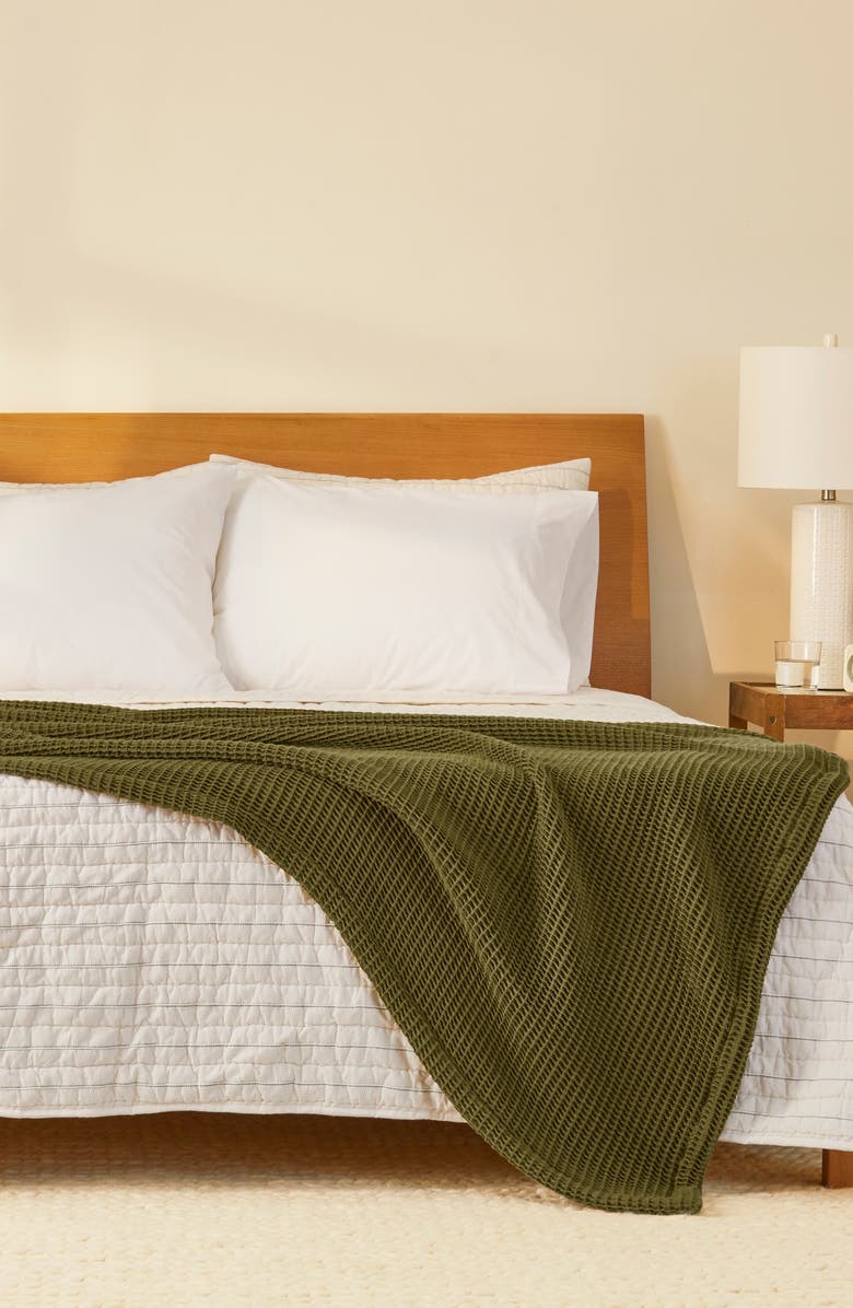 Casper Organic Cotton Waffle Knit Throw Blanket, Alternate, color,