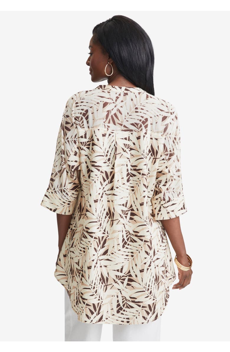 Jessica London Hi-Low Linen Tunic, Alternate, color, White