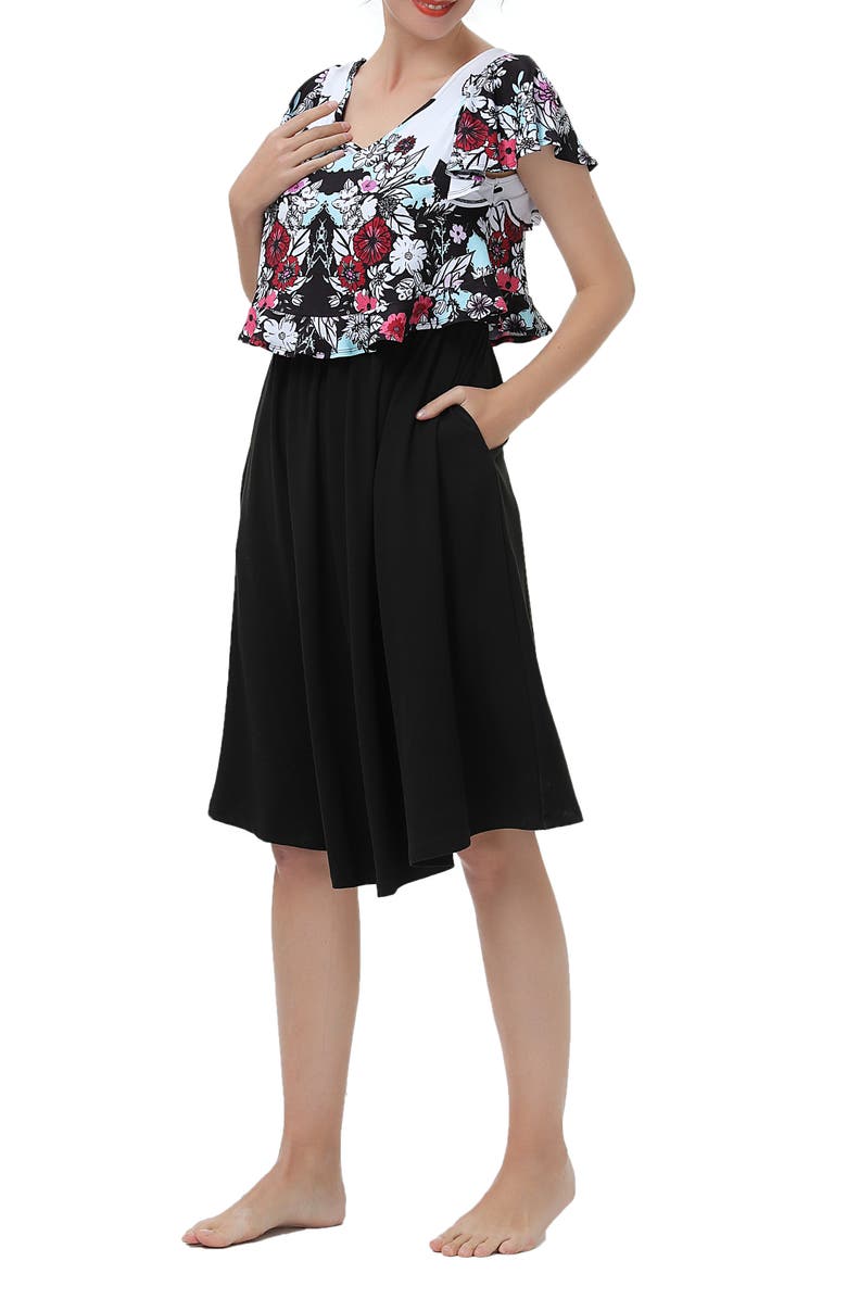 Kimi and Kai Gini Maternity Nightgown, Alternate, color, Black Multi