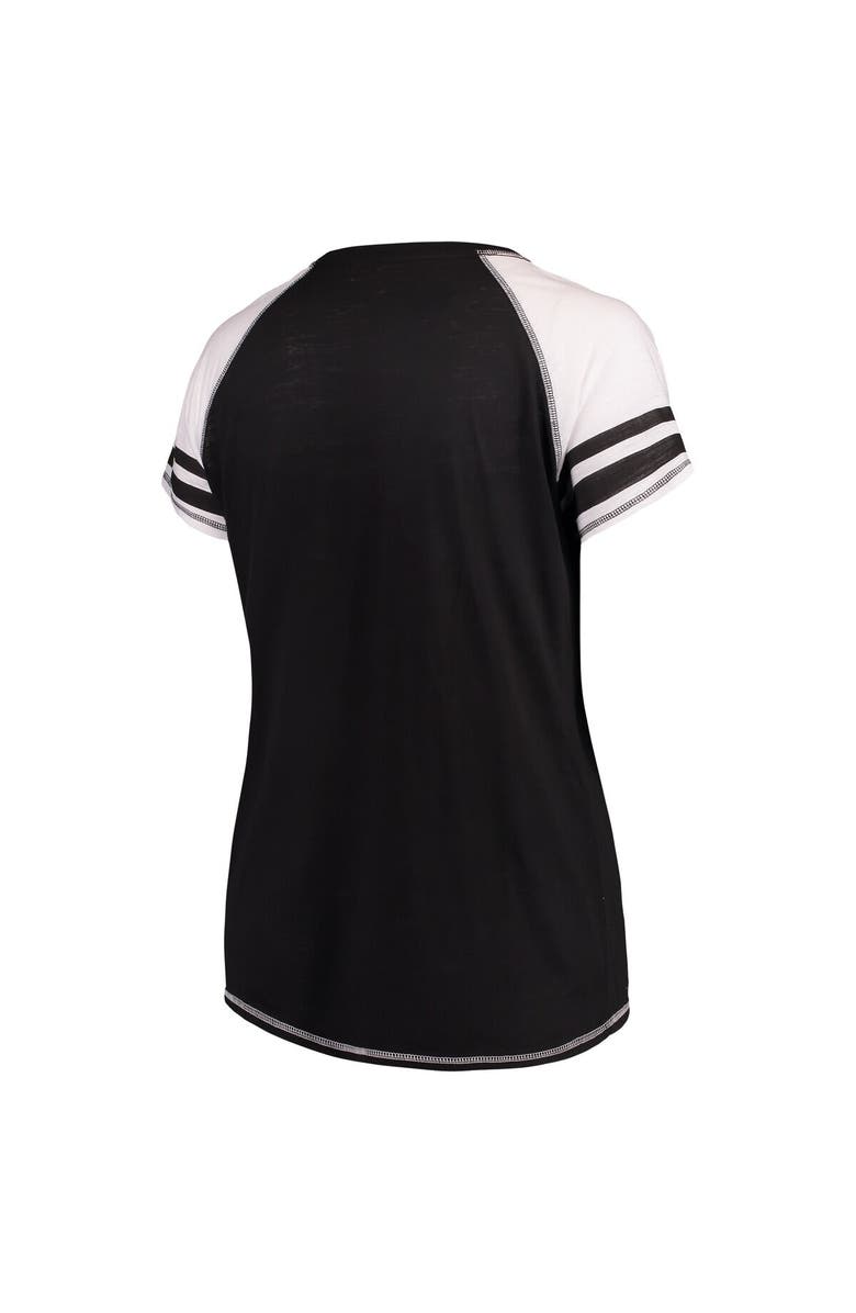 SOFT AS A GRAPE Women's Soft as a Grape Heather Gray Oakland Athletics Plus Sizes Three Out Color Blocked Raglan Sleeve T-Shirt, Alternate, color, 