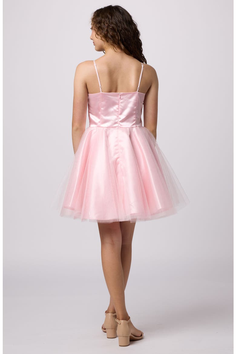 Satin and Tulle Party Dress in Longer Length, Alternate, color, LIGHT PINK