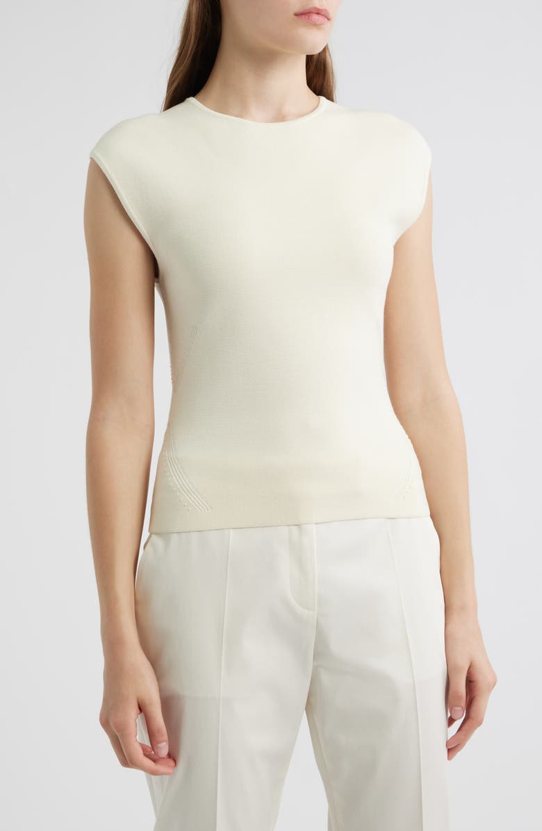 BOSS Farmera Zip Back Knit Top, Main, color, Soft Cream
