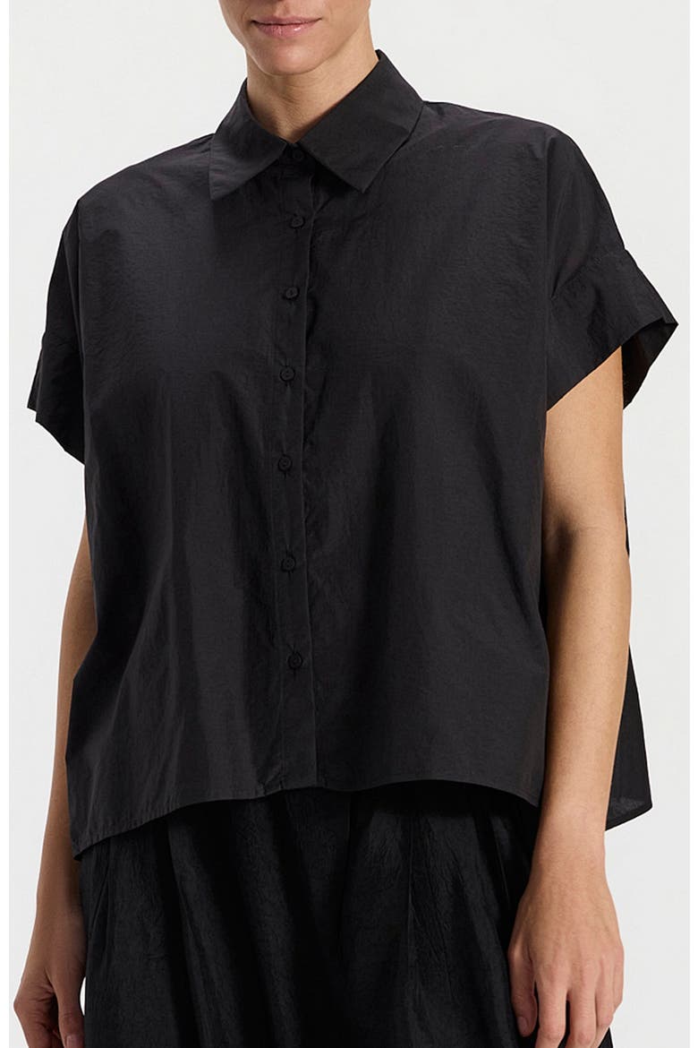 Gal Deep Black Relaxed Button-down Shirt, Alternate, color, Black