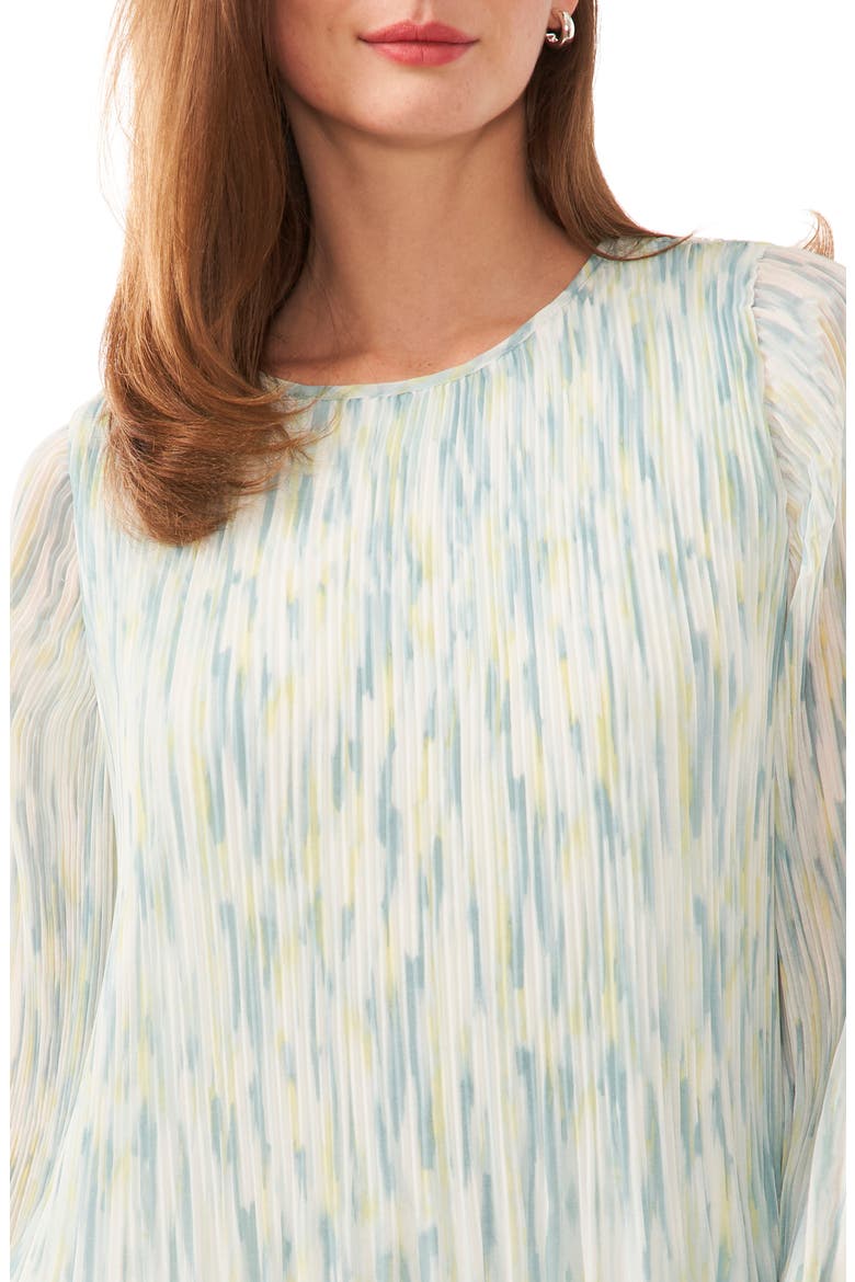 Abstract Print Release Pleat Long Sleeve Minidress, Alternate, color, FRESH MINT GREEN