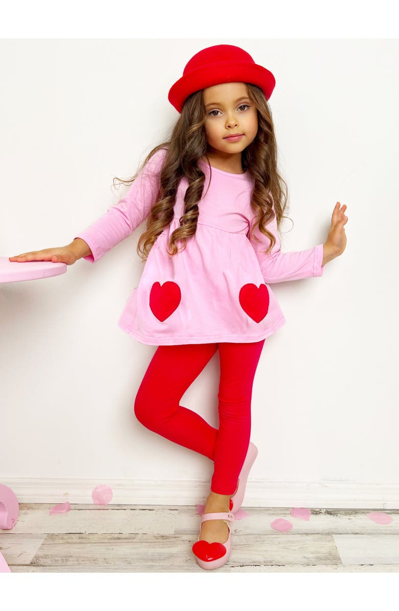 Mia Belle Girls Cupid's Favorite Top and Legging Set, Alternate, color, Pink