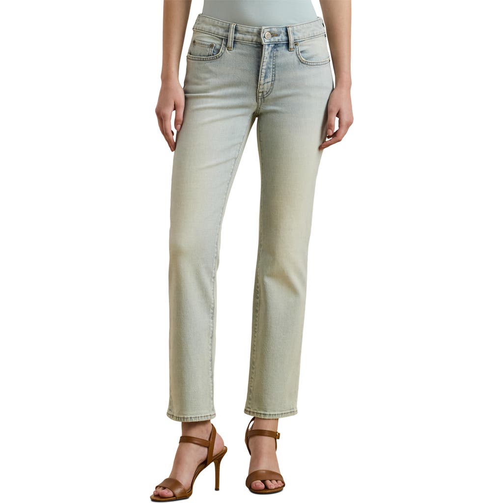 Shop Ralph Lauren Lauren Mid Rise Ankle Straight Leg Jeans In Stella Wash