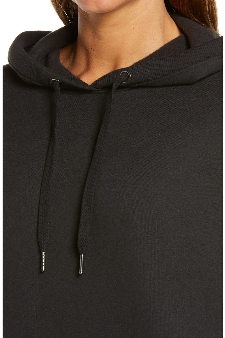 Cara Long Sleeve Fleece Hoodie Dress, Alternate, color, BLACK