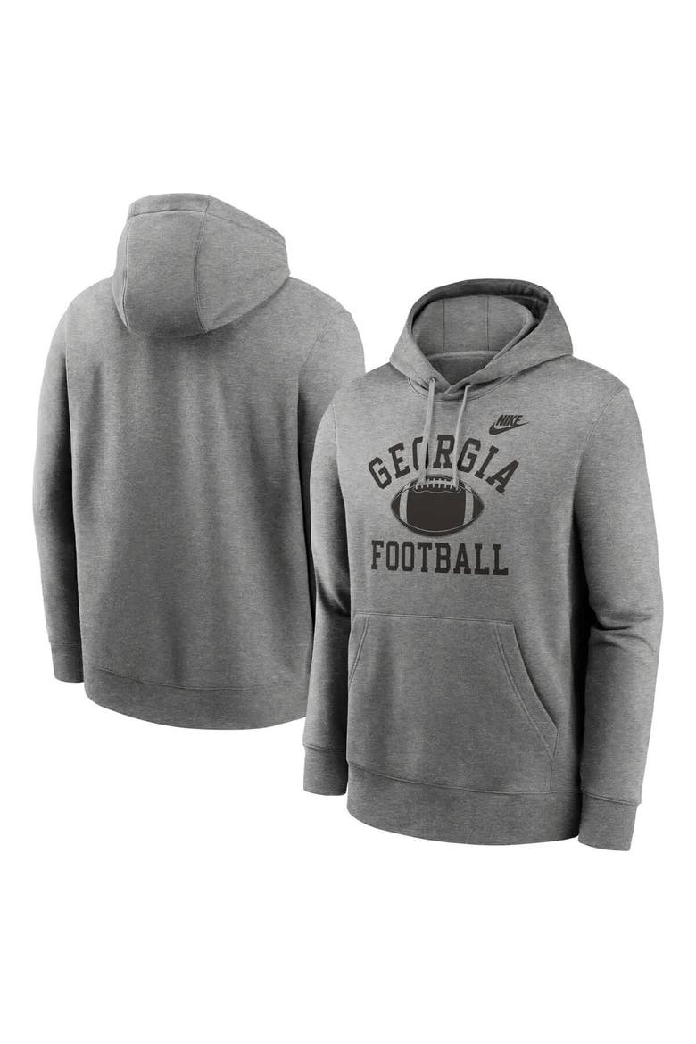 Men's Nike Heather Gray Georgia Bulldogs Legacy Football Icon Club Fleece Pullover Hoodie, Main, color, Heather Gray