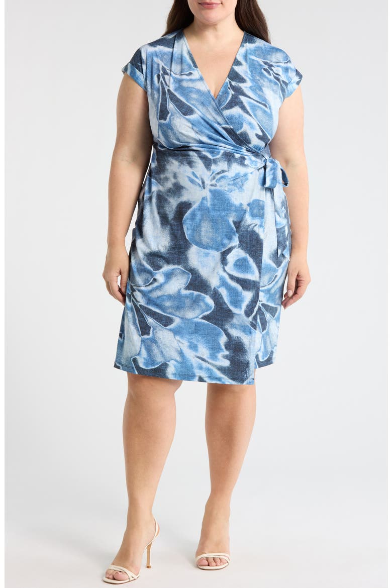 Floral Wrap Dress, Main, color, DISTANT MOUNTAIN MULTI