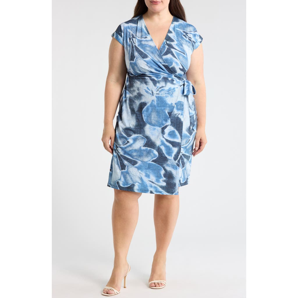 Anne Klein Floral Wrap Dress in Distant Mountain Multi at Nordstrom Rack, Size 3X