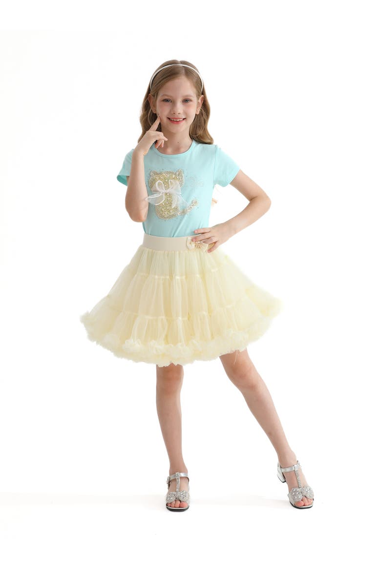 Bow Tulle Skirt, Alternate, color, Yellow Pastel