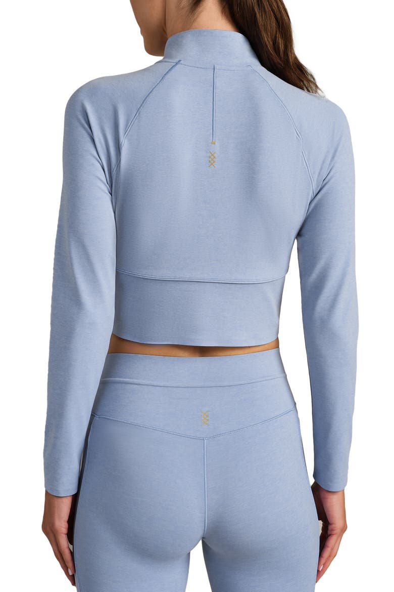 Heather Revive Crop Quarter Zip Top, Alternate, color, FOREVER BLUE HE
