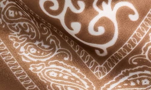 Ellian Paisley Print Satin Square Scarf In Brown