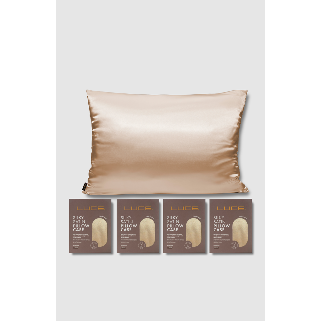 LUCE BEAUTY Silky Satin Pillowcase Bundle in Champagne  product