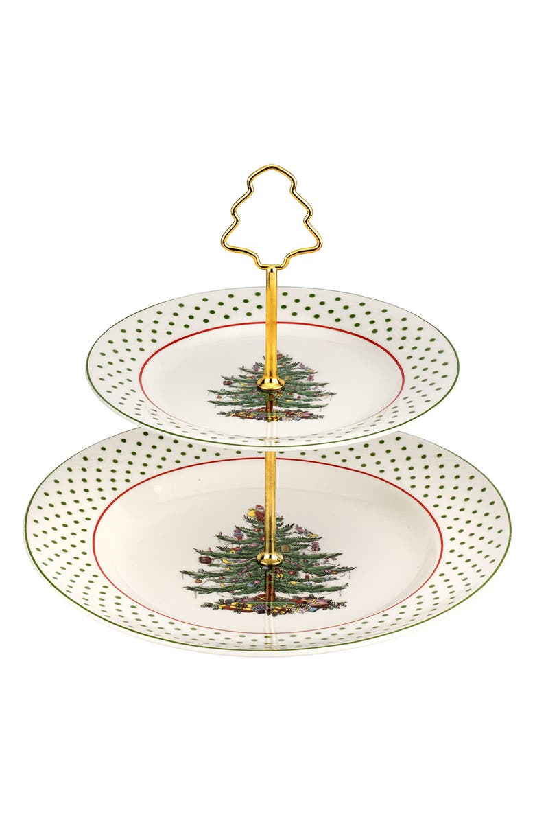 Spode Christmas Tree Serving Stand, Main, color, Green
