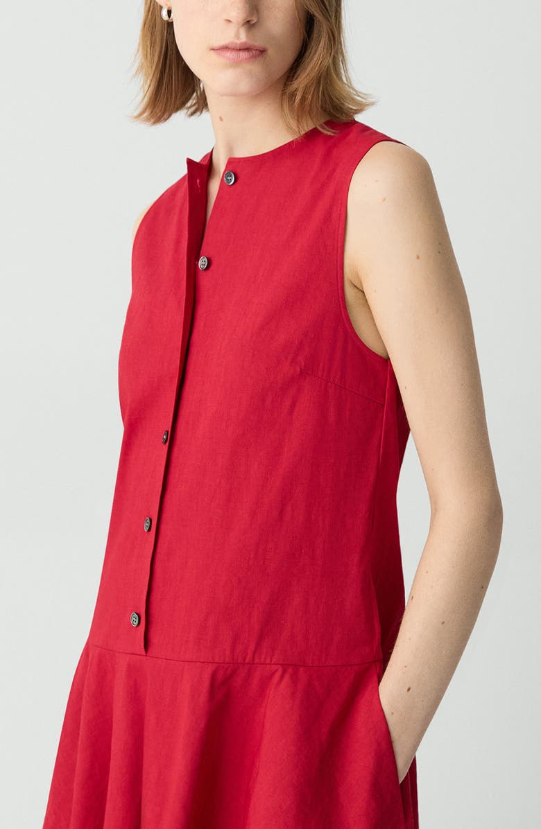 Theory Sleeveless Linen Blend Minidress, Alternate, color, Cherry