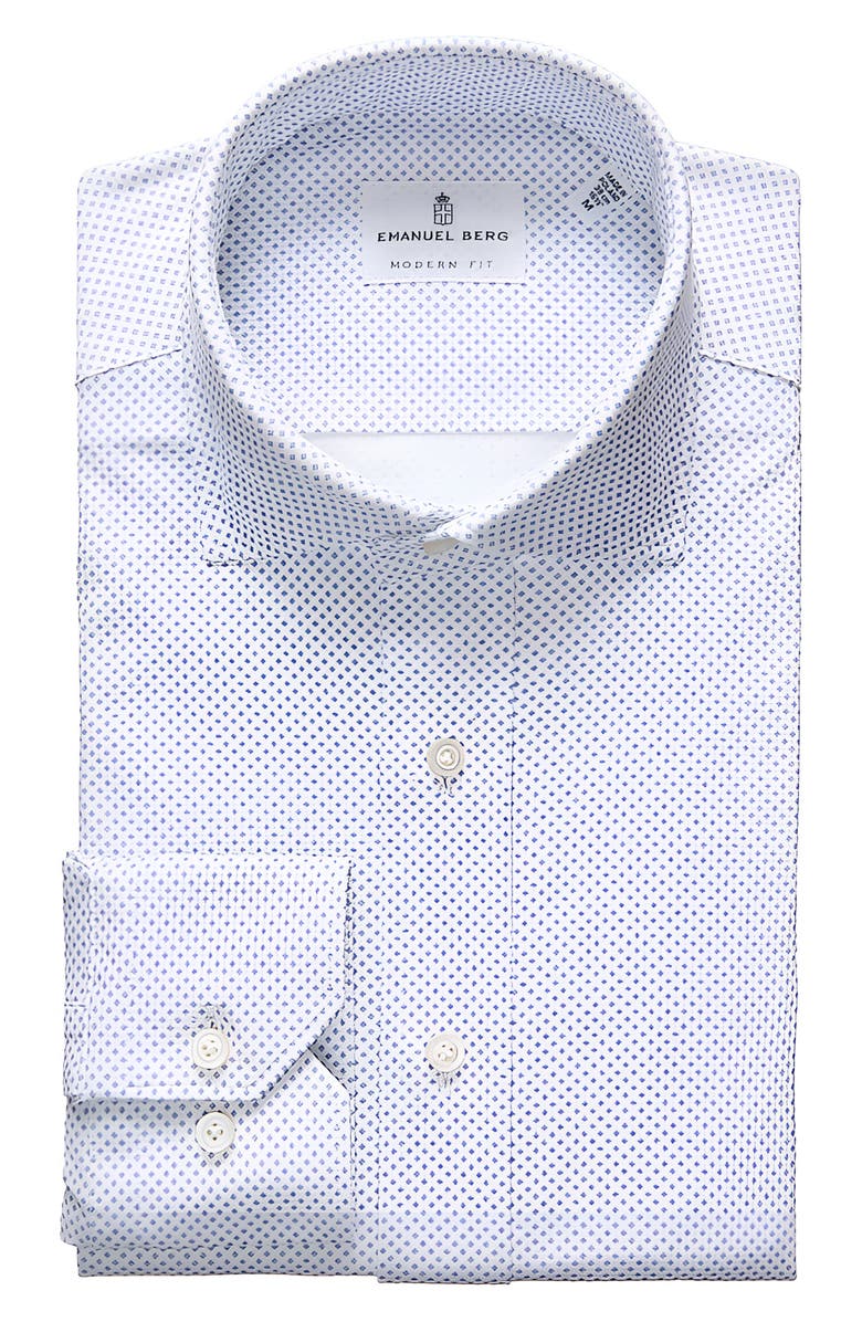 Emanuel Berg 4Flex Stretch Modern Fit Geometric Print Knit Dress Shirt, Alternate, color,