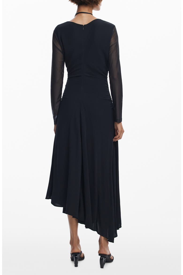 Print Long Sleeve Maxi Dress, Alternate, color, BLACK