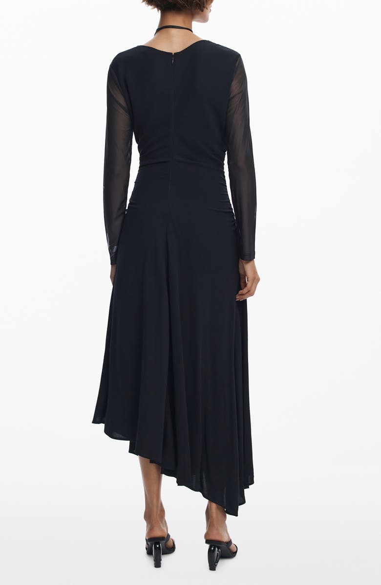 Desigual Print Long Sleeve Maxi Dress, Alternate, color, Black