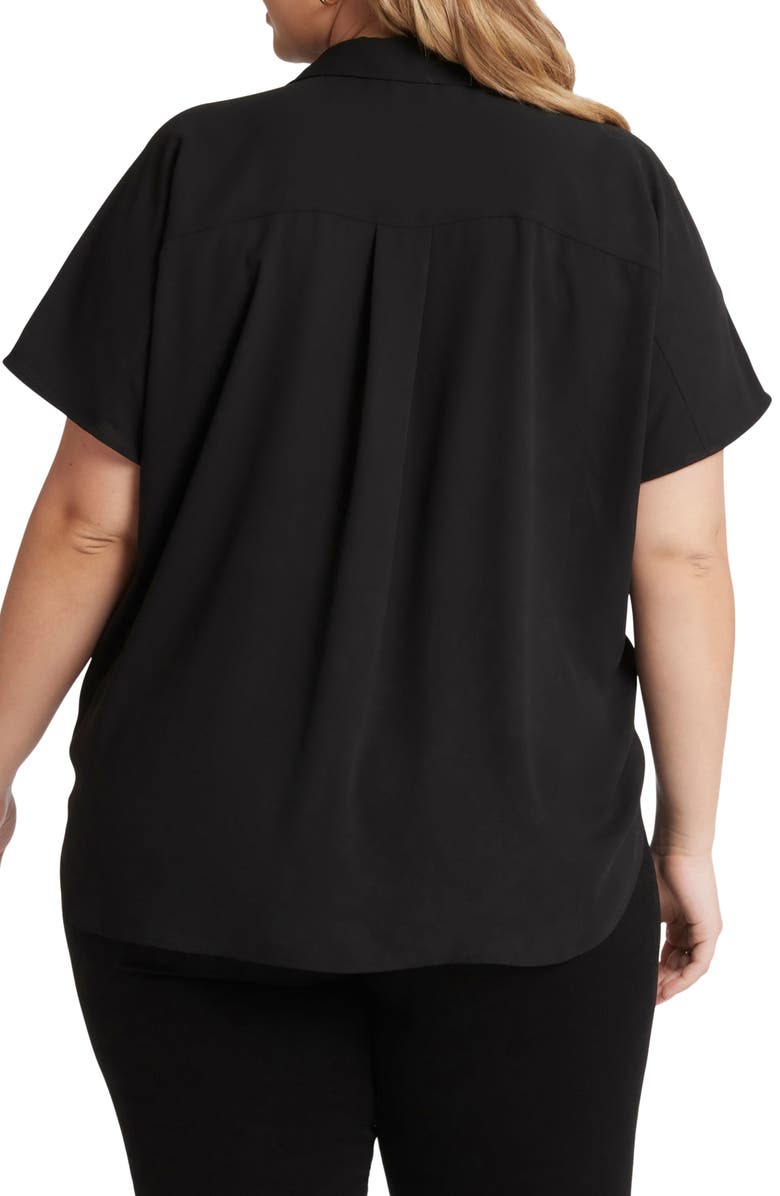 NYDJ Becky Georgette Popover Top, Alternate, color, Black