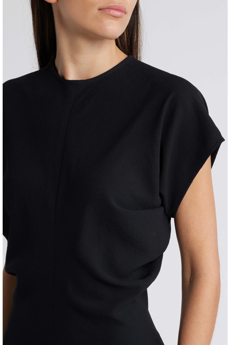 Theo Drape Midi Dress, Alternate, color, BLACK