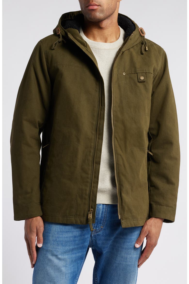 Brothers Hooded Canvas Jacket, Main, color, DARK OLIVE