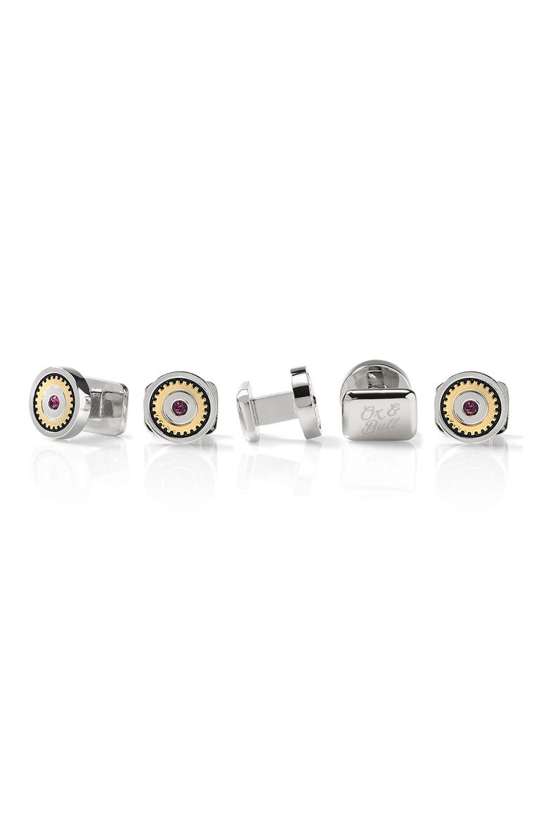 Gear Amethyst 5-Piece Shirt Stud Set, Alternate, color, SILVER