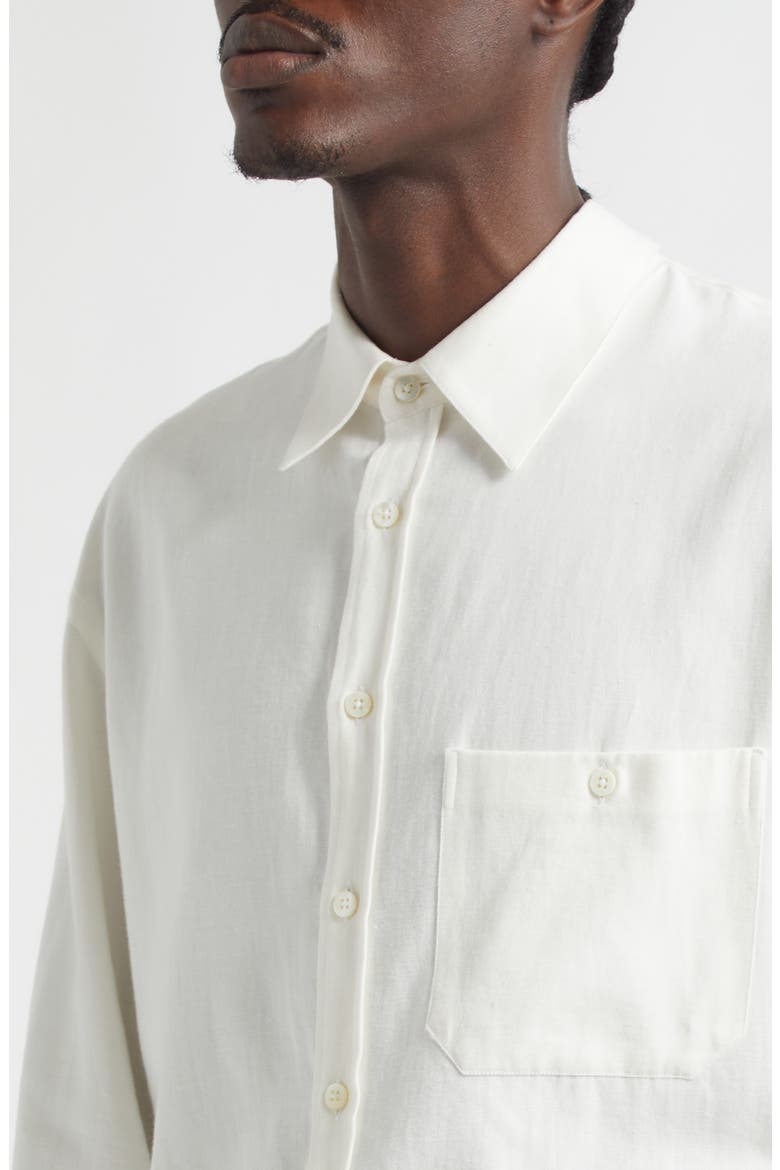 Architecture Oversize Cotton & Hemp Button-Up Shirt, Alternate, color, WHITE
