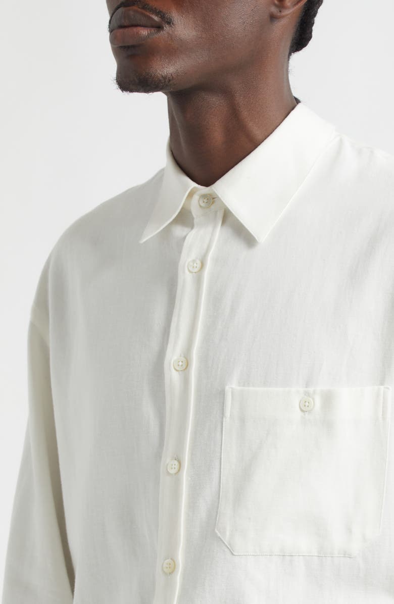 De Bonne Facture Architecture Oversize Cotton & Hemp Button-Up Shirt, Alternate, color, White