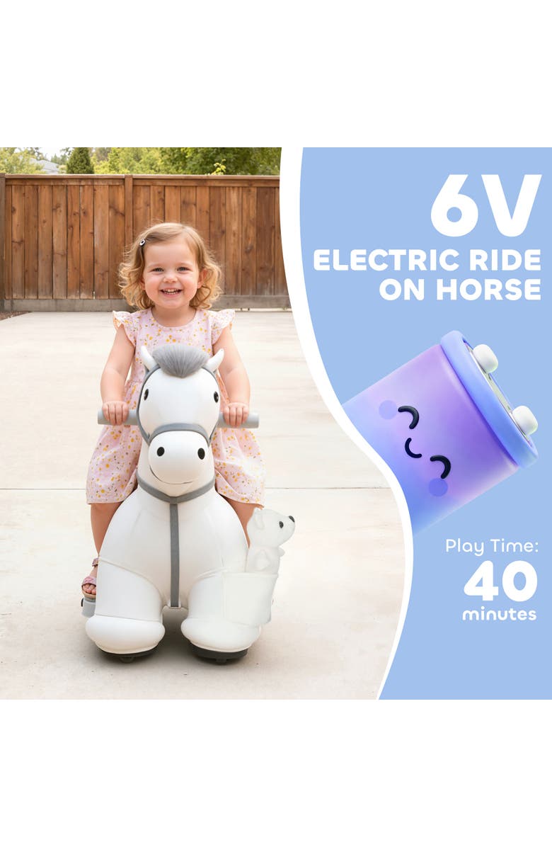 Qaba 6V Kids Ride on Horse, Electric Riding Animal, Alternate, color, White