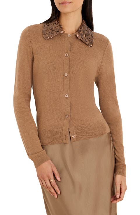 Sequin Collar Cardigan