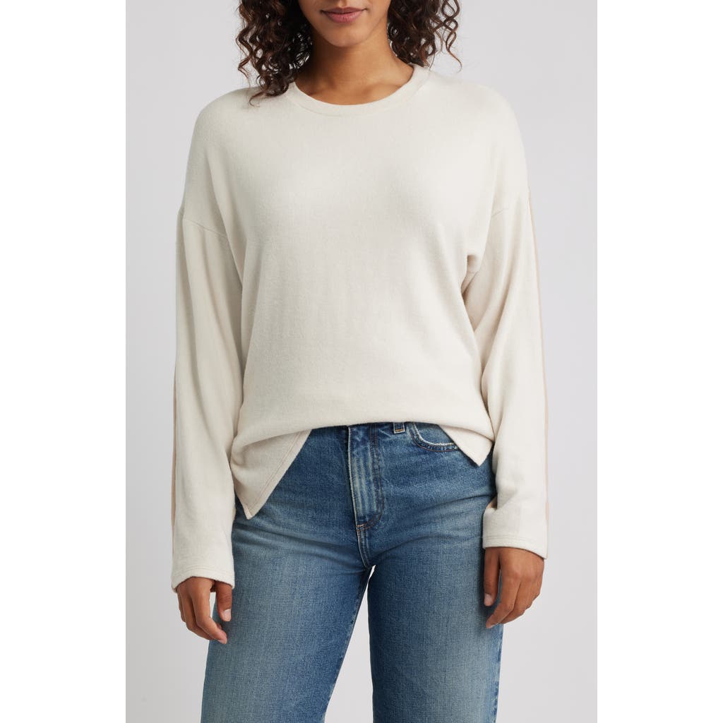 Loveappella High-Low Tunic Top in Ivory/camel at Nordstrom, Size Large